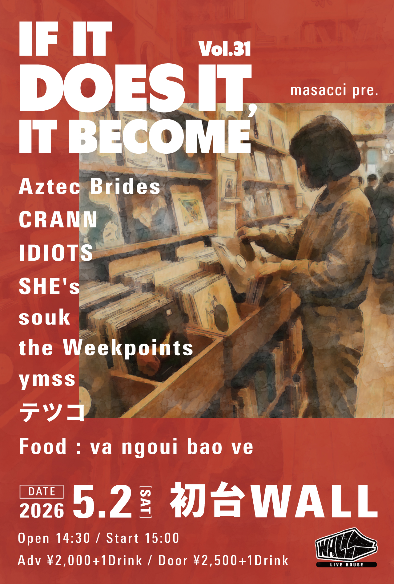 2026/5/2(土) 初台WALL masacci pre. IF IT DOES IT, IT BECOME vol.31