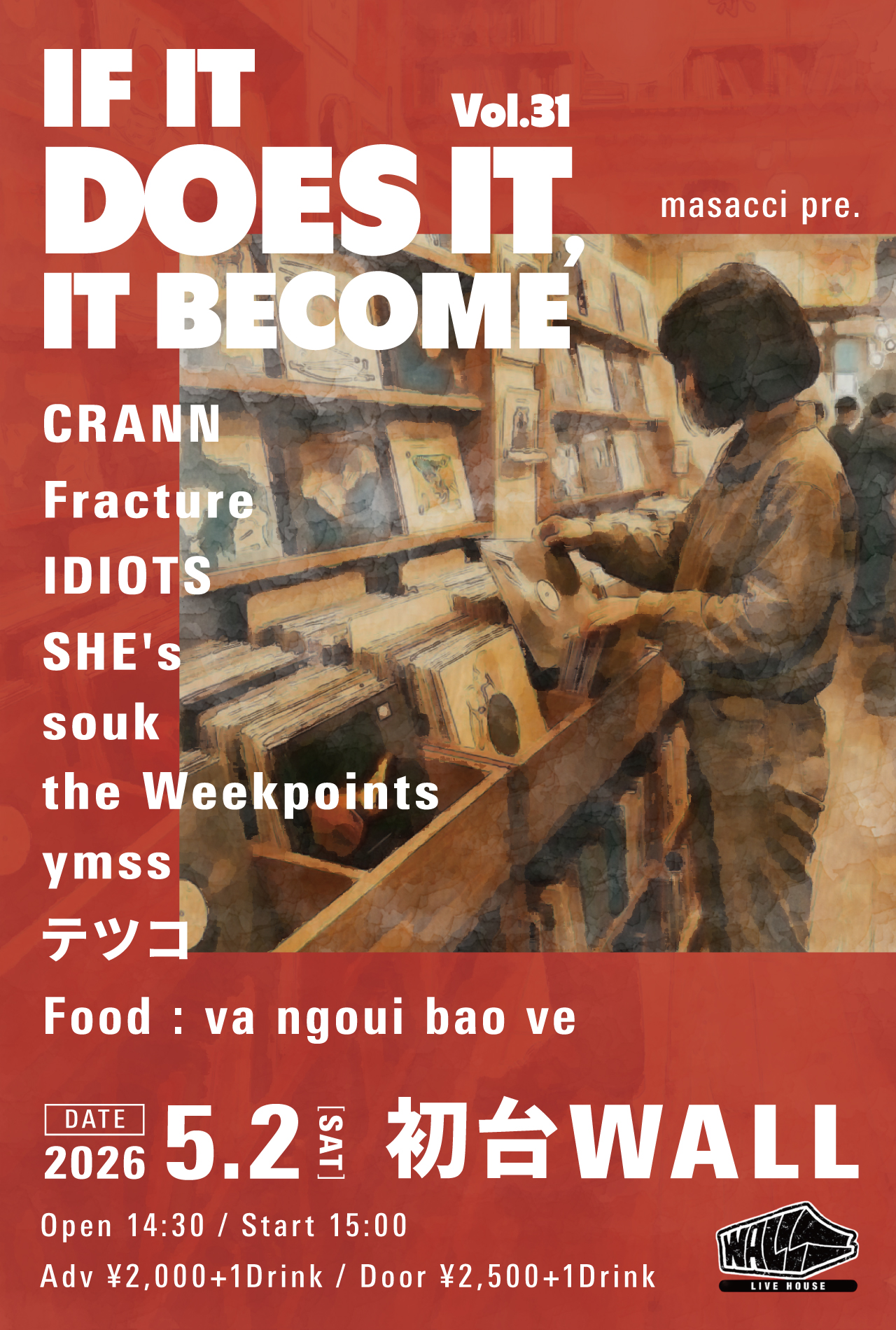 2026/5/2(土) 初台WALL masacci pre. IF IT DOES IT, IT BECOME vol.31